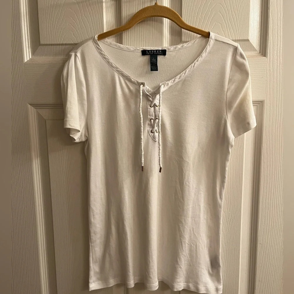 RALPH LAUREN BLACK LABEL~100% COTTON TAILORED BLOUSE~L